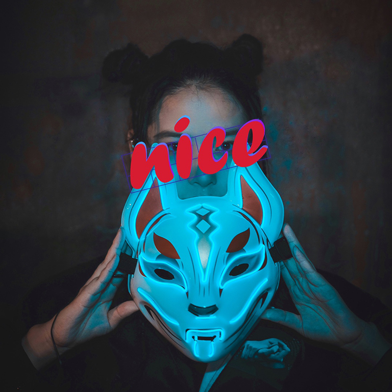 三维工匠堡垒之夜天狐发光led狐狸面具抖音快手同款头套cos日式假面