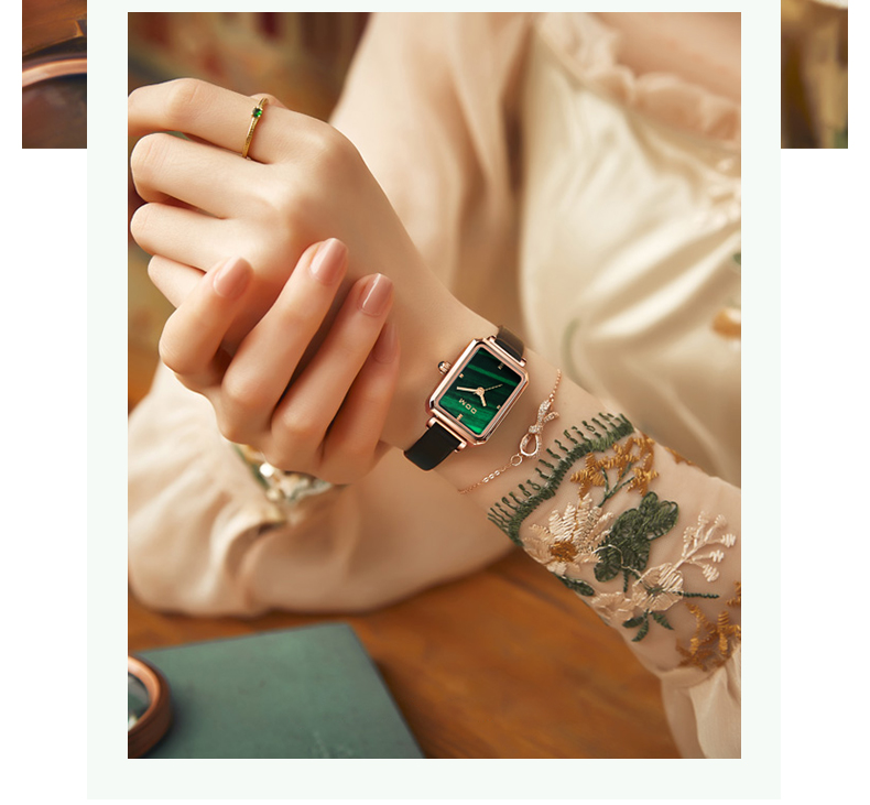 多姆(dom)石英表g-1337 美国dom小绿表手表女士时尚防水石英表孔雀绿