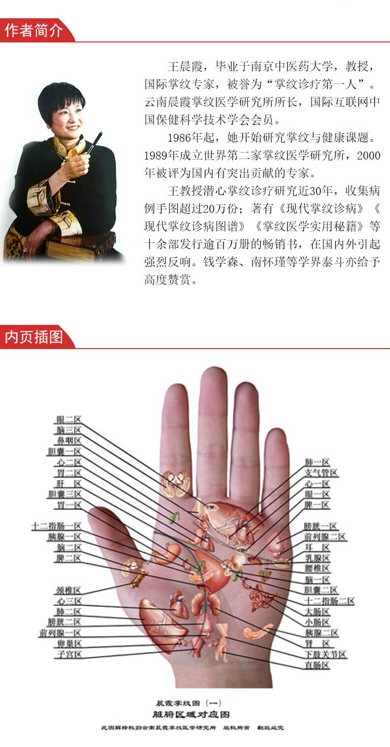 【正版新书】王晨霞掌纹图典 掌纹图解手诊书 诊病治病教程 中医