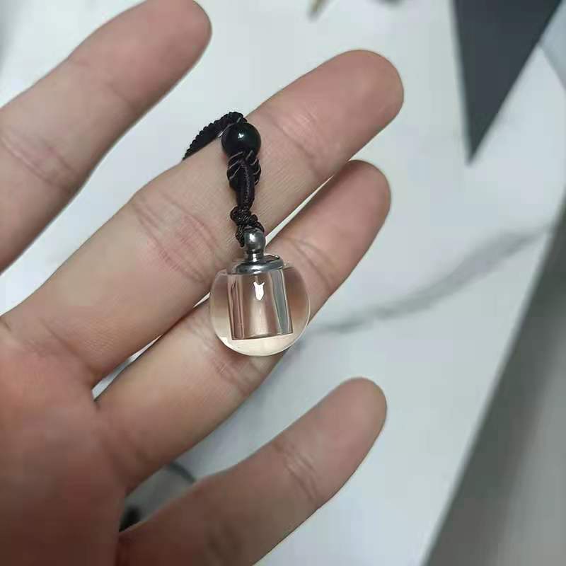 磨砂小玻璃瓶空心吊坠可装东西护身符挂件男女情侣饰品项链可打开