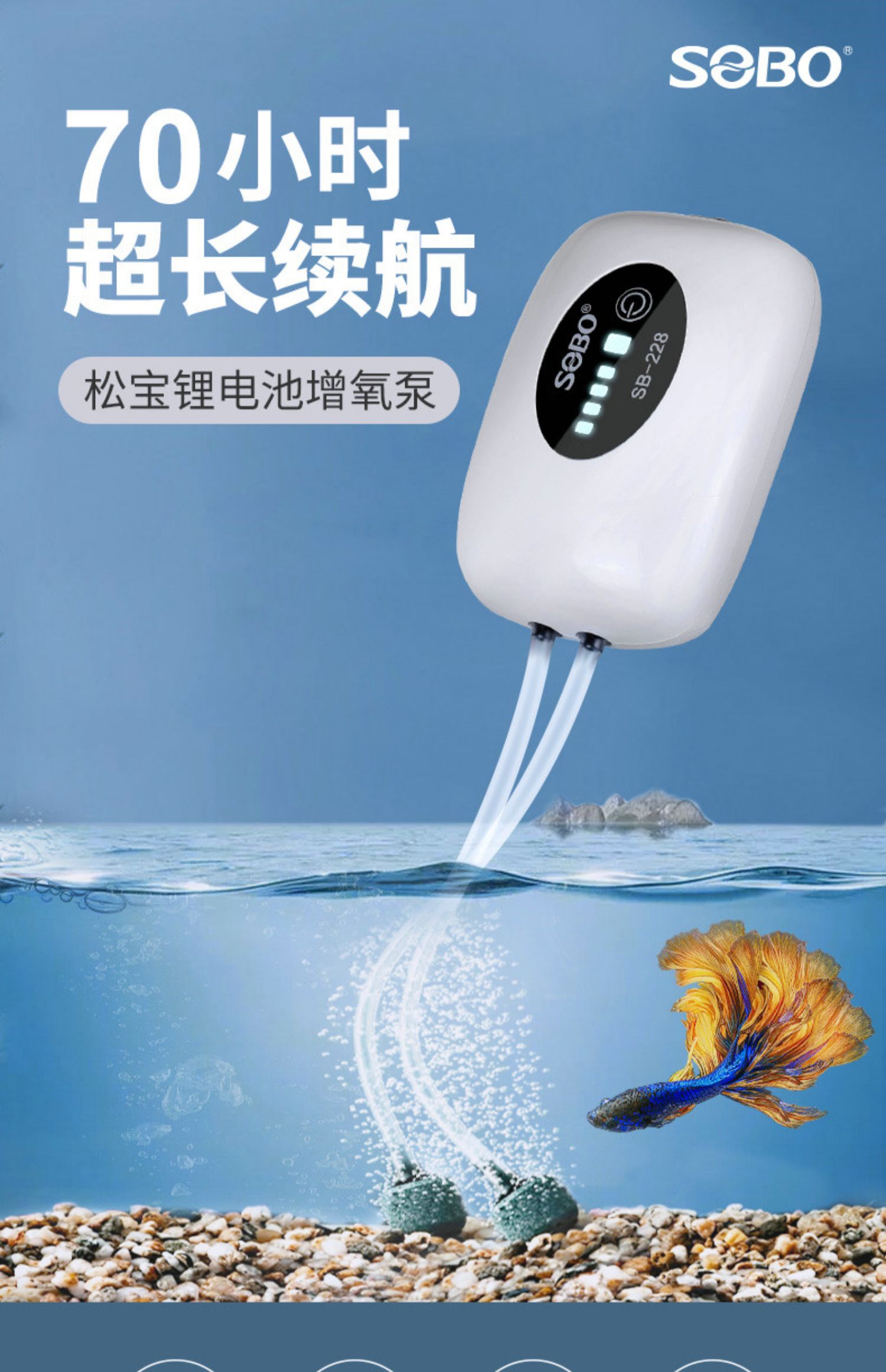 充電式增氧泵養魚兩用便攜式氧氣泵釣魚專用小型增氧機戶外可移動 長