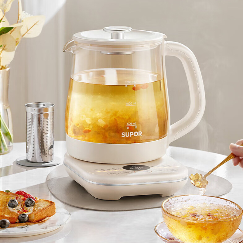 苏泊尔(SUPOR)养生壶1.5L煮茶器 316L不锈钢电水壶恒温烧水壶花茶壶保温 自动搅拌熬煮 SW-15YQ56