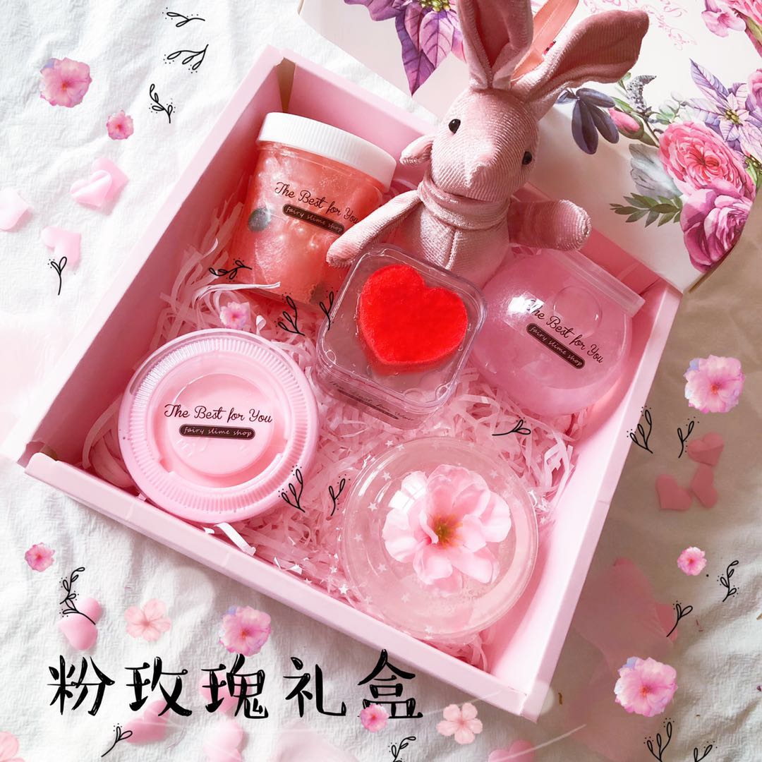 全场顺丰史莱姆起泡胶盲袋礼盒网红少女解压玩具盲盒礼包礼物粉玫瑰