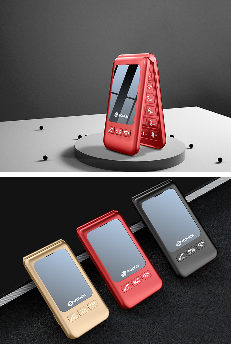 天语ktoucht9黑色翻盖老人手机移动联通双卡双待老年手机学生备用功能