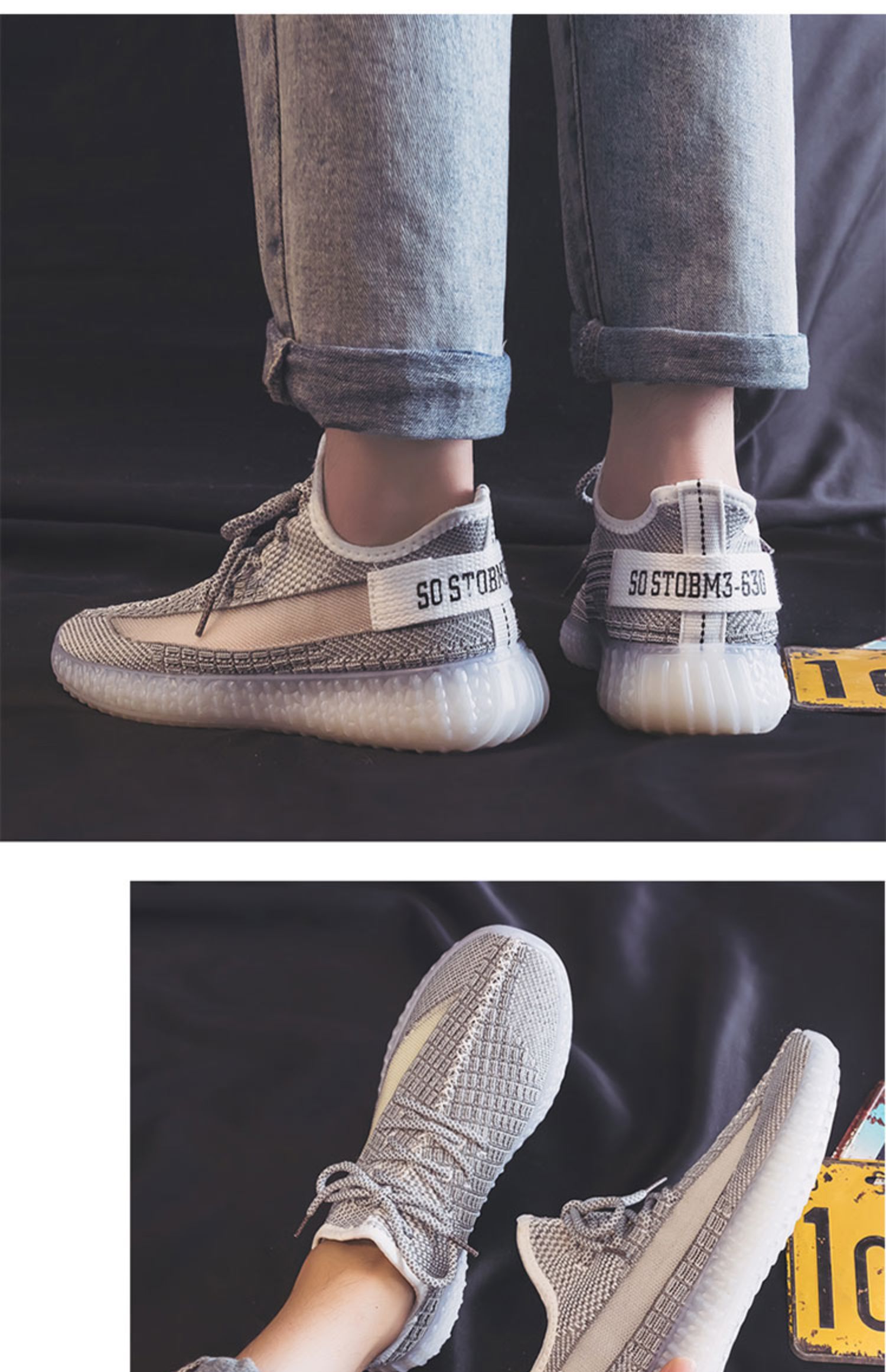 述雅男鞋2021新款椰子鞋春季透气休闲跑步运动鞋飞织男士网鞋子男潮鞋