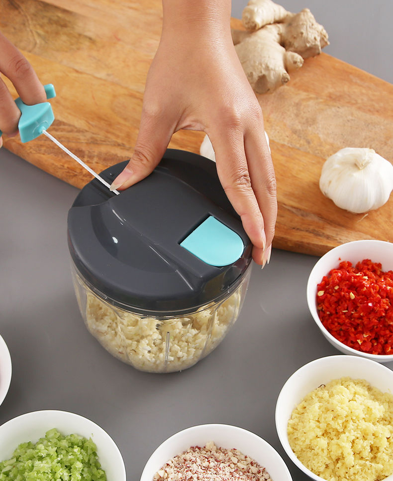 绞肉机家用手动搅拌机饺子馅碎菜机家用手拉式切辣椒小型绞菜神器黄色