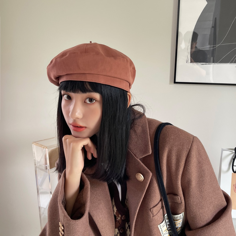 suntek秋季小头围卡其色贝雷帽女秋冬画家报童帽子网红韩版英伦复古
