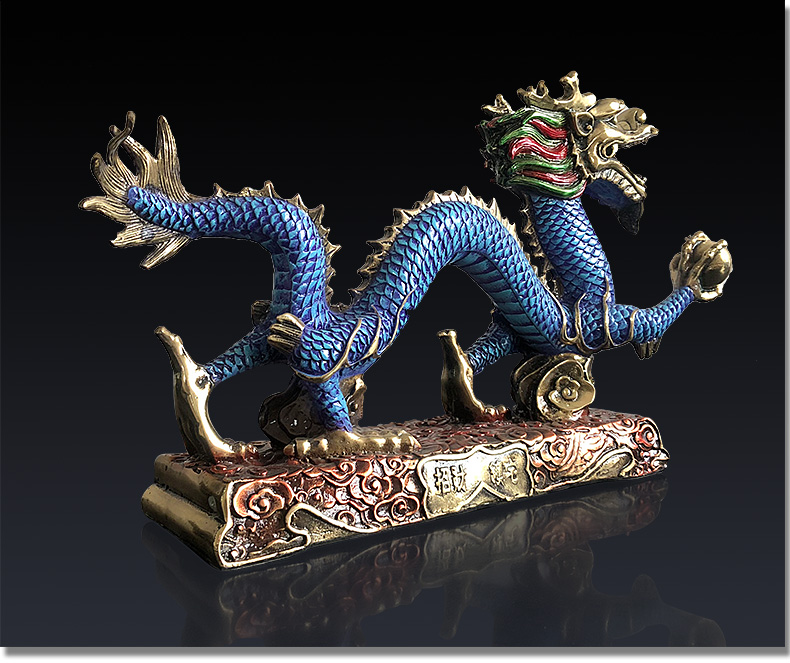 礼氏嘉纯铜青龙戏珠摆件家居工艺品祥龙手工摆件办公室装饰品摆设