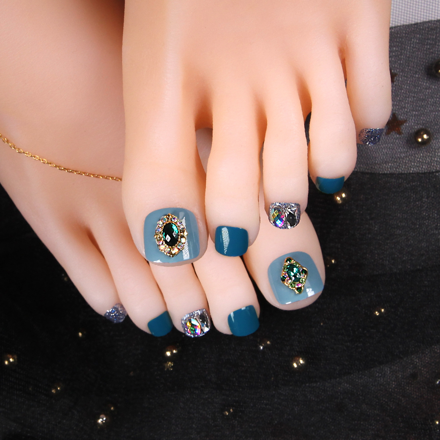 嘉年华专属带钻假指甲脚趾甲贴片美甲全贴成品可拆卸可穿戴脚指甲片