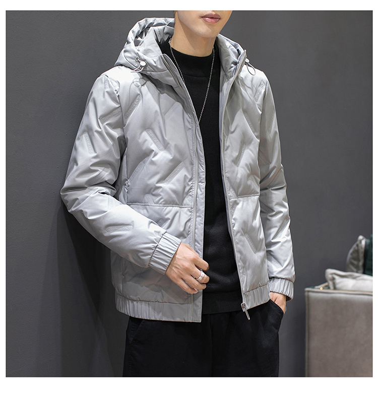 太子龙(tedelonenergy)羽绒服男潮冬季青年连帽修身轻盈薄款保暖灰