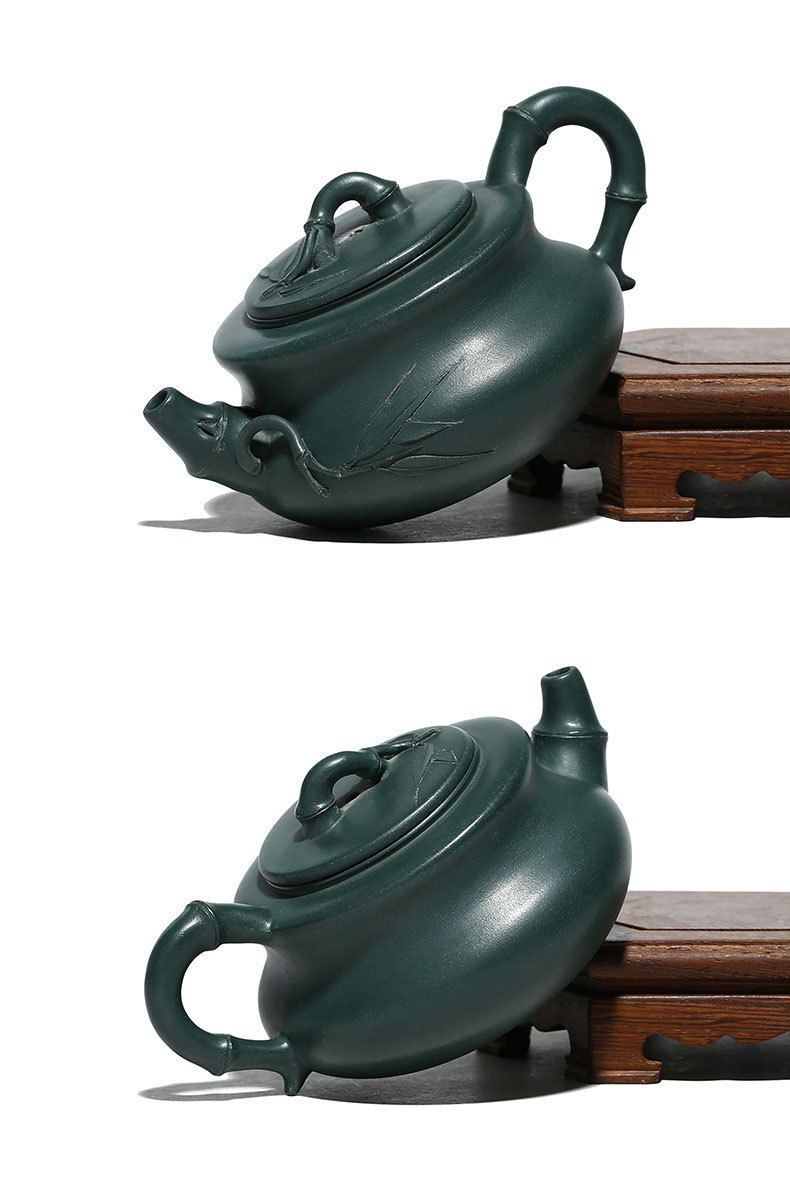 幽竹紫砂壶厂家直销原矿墨绿泥曹志刚全手工茶壶