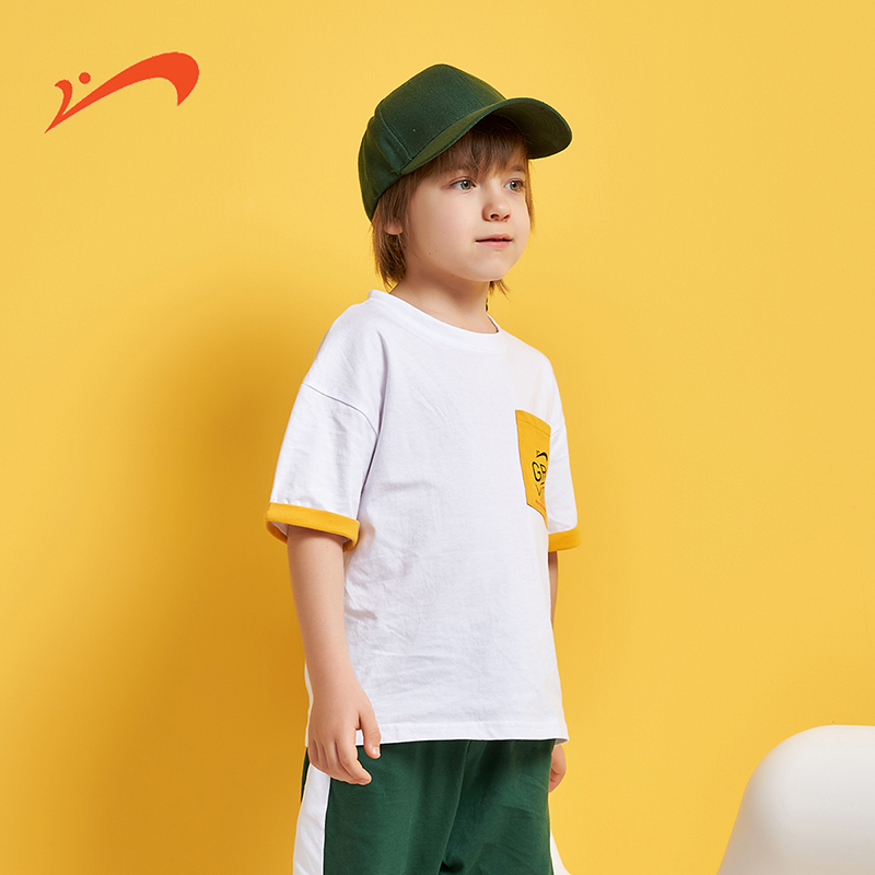t1218贵人鸟童装儿童字母贴标印花宽松t恤110160绿色110