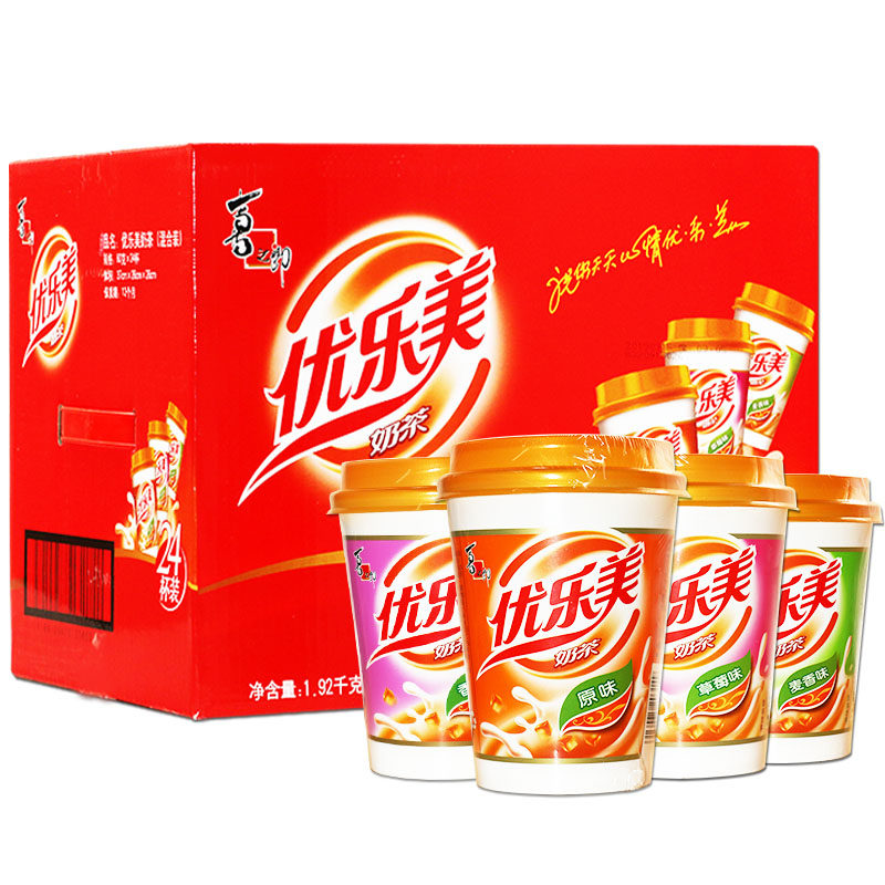 椰牛茶饮料 优乐美奶茶杯装80g*24杯整箱混合口味奶茶粉香芋草莓味
