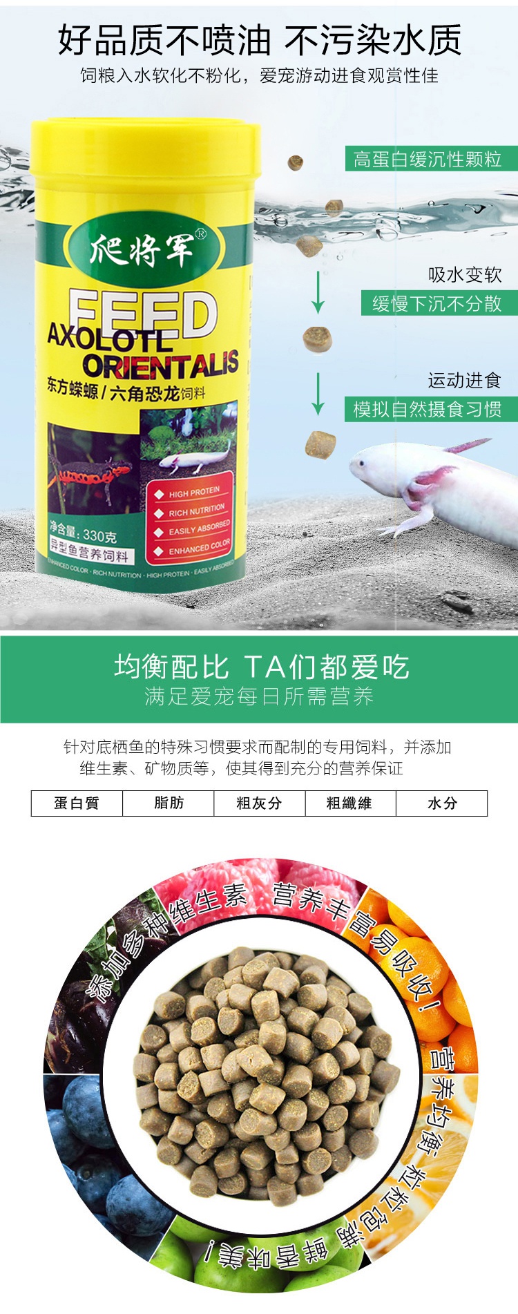 六角恐龙鱼粮食饲料六角龙鱼饲料六六娃娃鱼西方恐龙饲料鱼食专用