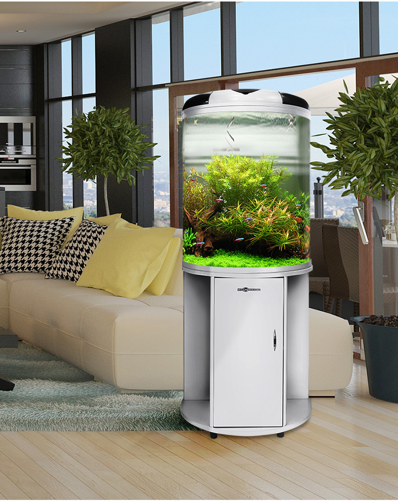 闽江半圆形鱼缸水族箱客厅家用小型懒人免换水玻璃生态造景金鱼缸