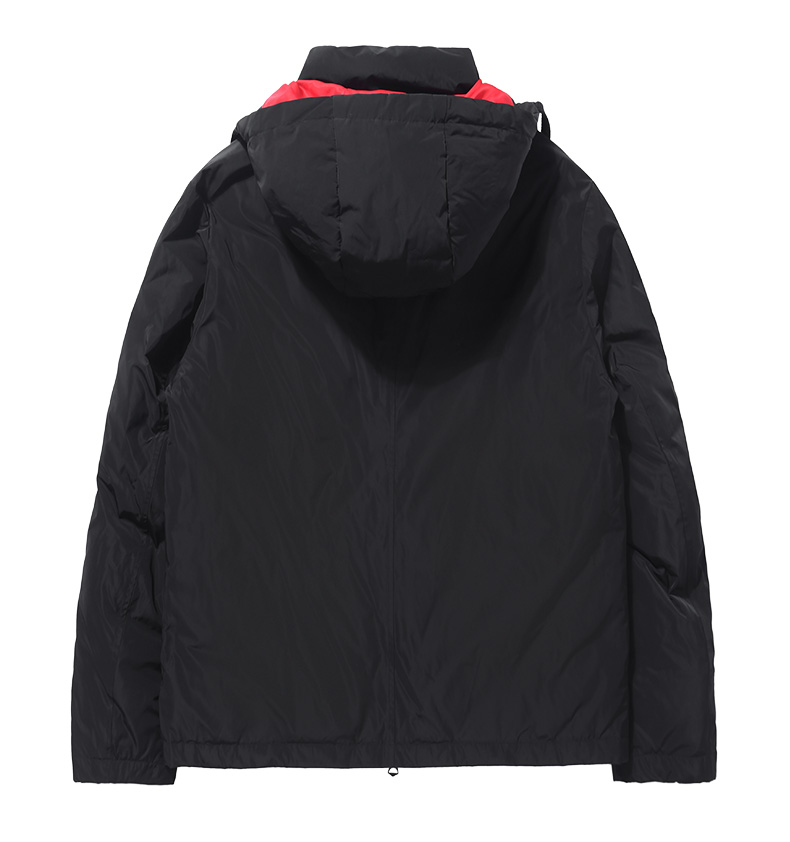 马克华菲冬新款可爱狗头印花撞色休闲短款男士羽绒服