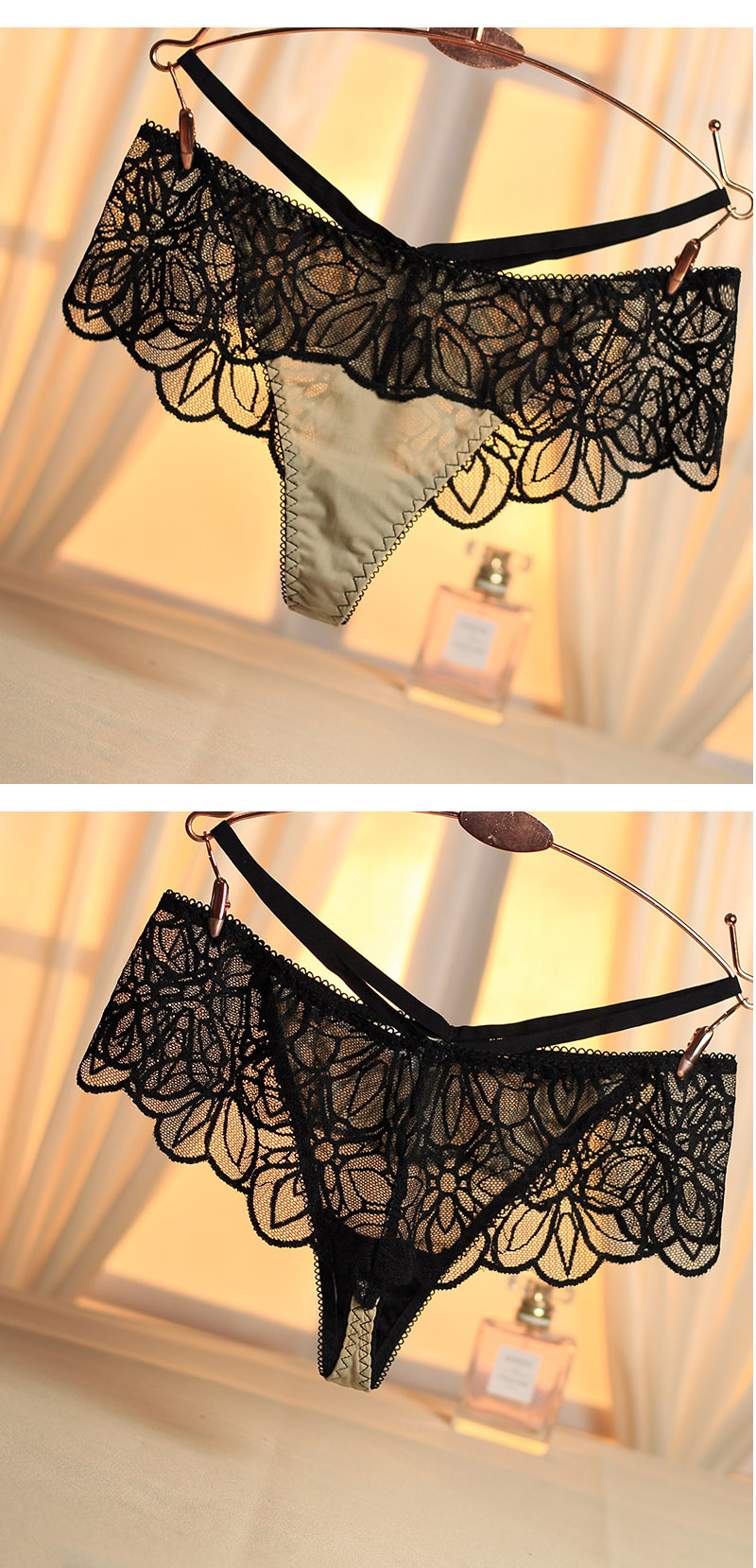 欧美性感蕾丝边透视情趣内裤女诱惑女士透明丁字裤t裤三角裤卓思哲