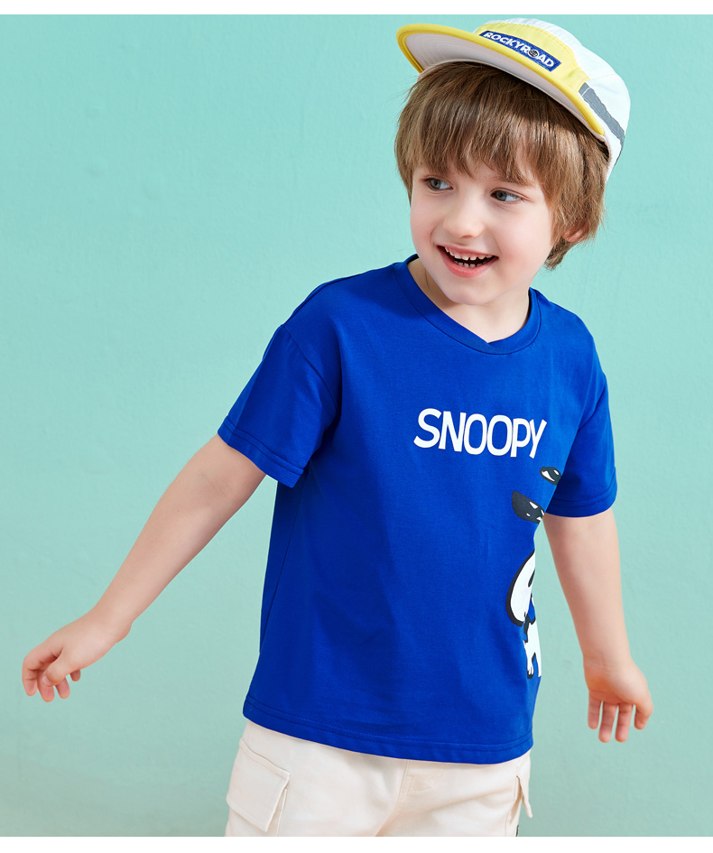 史努比snoopy男童夏季短袖休闲印花t恤