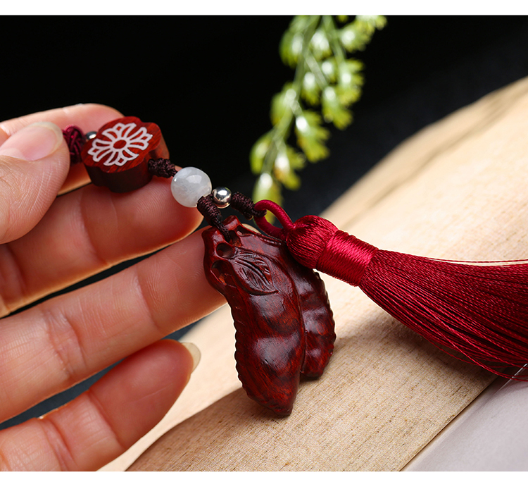 月印百川小叶紫檀福豆钥匙扣紫檀木四季豆包包饰品挂件