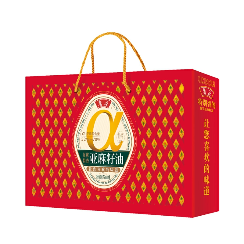鲁花压榨特香亚麻籽油750ml4瓶礼盒装202010月