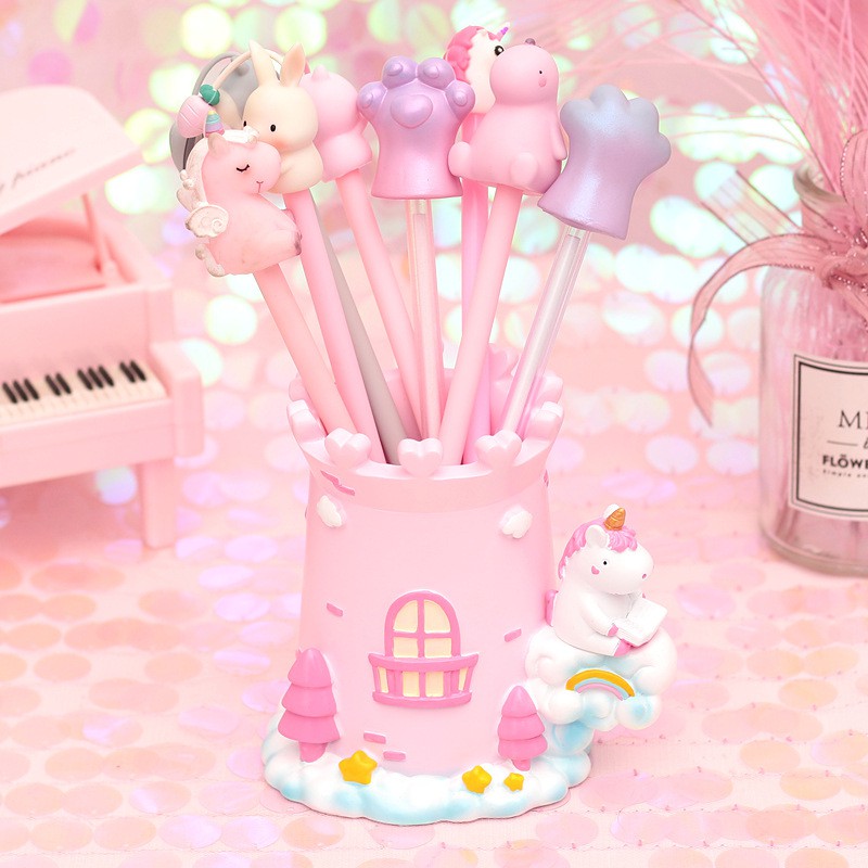 笔筒少女心ins创意收纳盒时尚文具网红可爱儿童学生桌面笔桶摆件三维