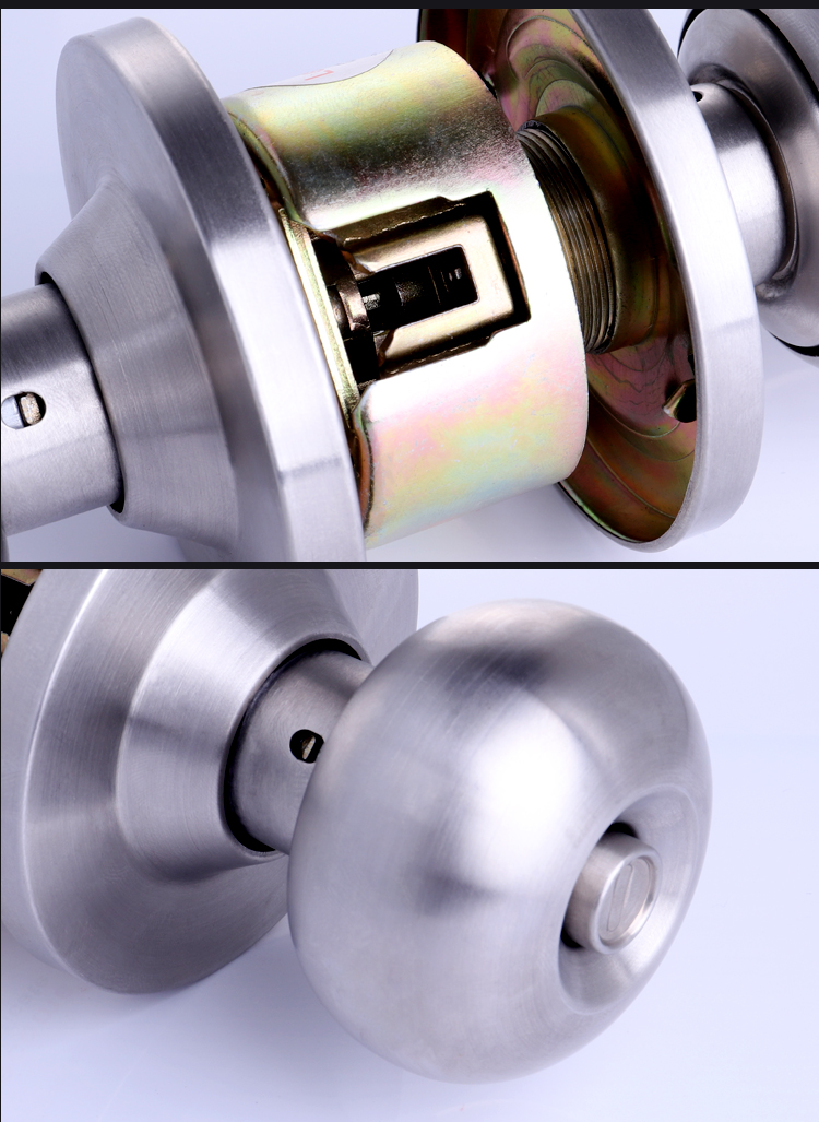 黑色免改孔门锁卧室内门锁球型门锁家用通用型圆球锁卫生间敬平
