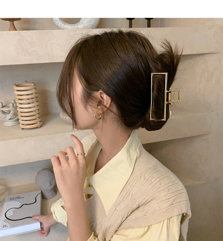 金属法式方形发夹后脑勺抓夹鲨鱼夹马尾夹头饰夹子女卡子发抓头发