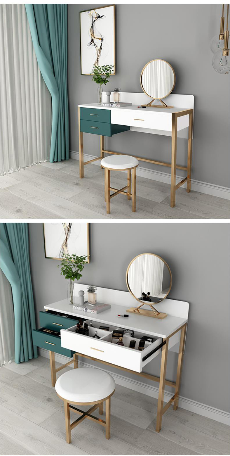 三维工匠北欧风梳妆台简约现代小户型卧室轻奢梳妆台网红ins化妆桌