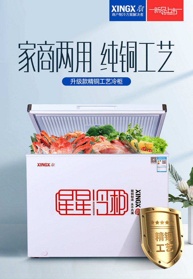 星星(xingx) 冰柜bd/bc-213gt全铜管冷柜家用商用大容量单温冷藏冷冻
