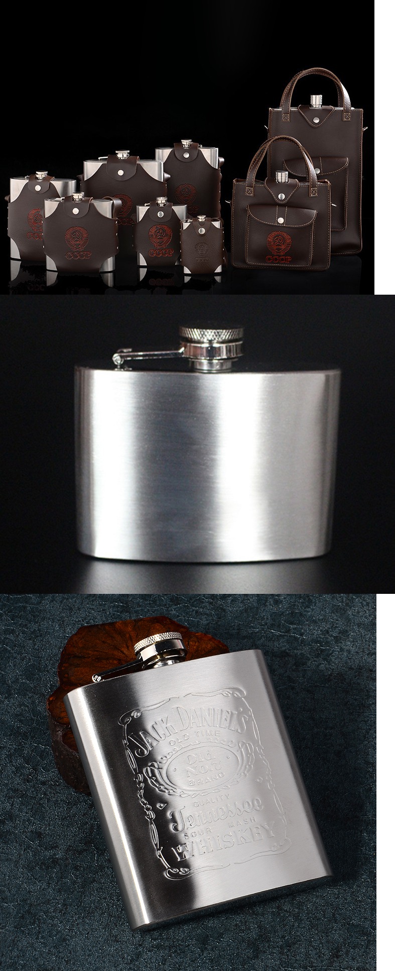 不锈钢扁酒壶半斤1斤2斤5斤10斤装 随身户外便携酒瓶家用水壶 10斤带