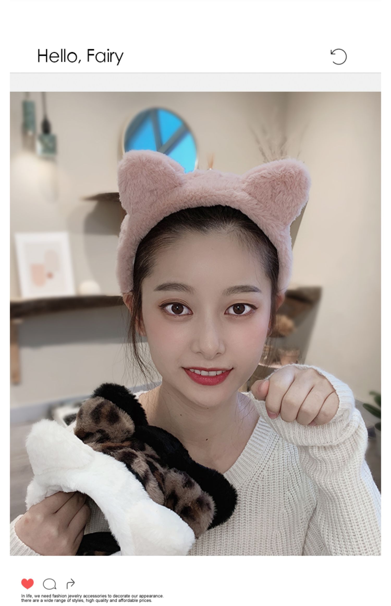 毛绒猫耳朵发箍束发带女洗脸头箍网红简约头饰韩国可爱绑发卡夏天