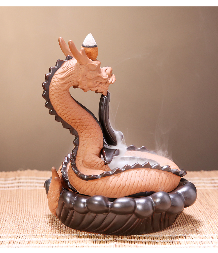 倒流香炉创意观赏烟龙倒流檀香炉熏香陶瓷香薰炉茶道香道茶宠摆件