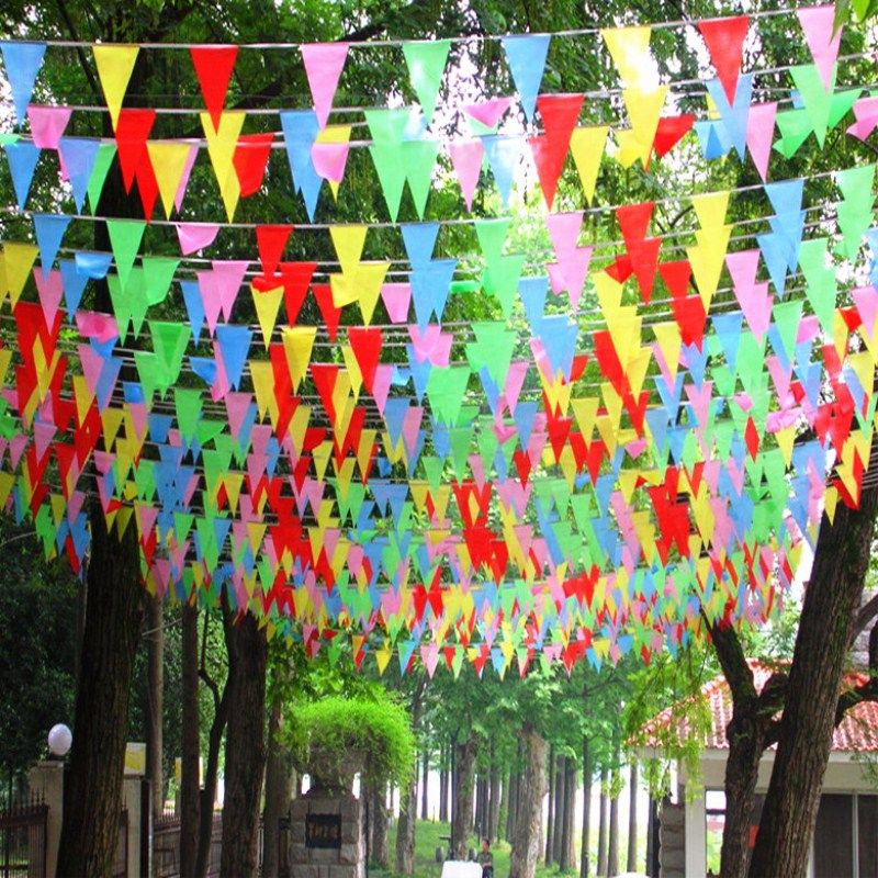 三角旗串旗婚庆户外五彩旗开业小吊旗大号100米节日装饰小旗串旗彩旗