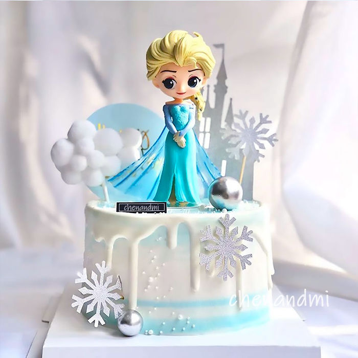 艾莎公主爱莎公主蛋糕装饰人偶摆件摆件插牌生日快乐烘焙玩偶玩具爱莎