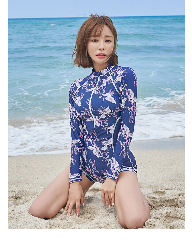 bbot)女士泳衣 海波特sea bbot女士连体泳衣长袖新款带胸垫无钢托小胸