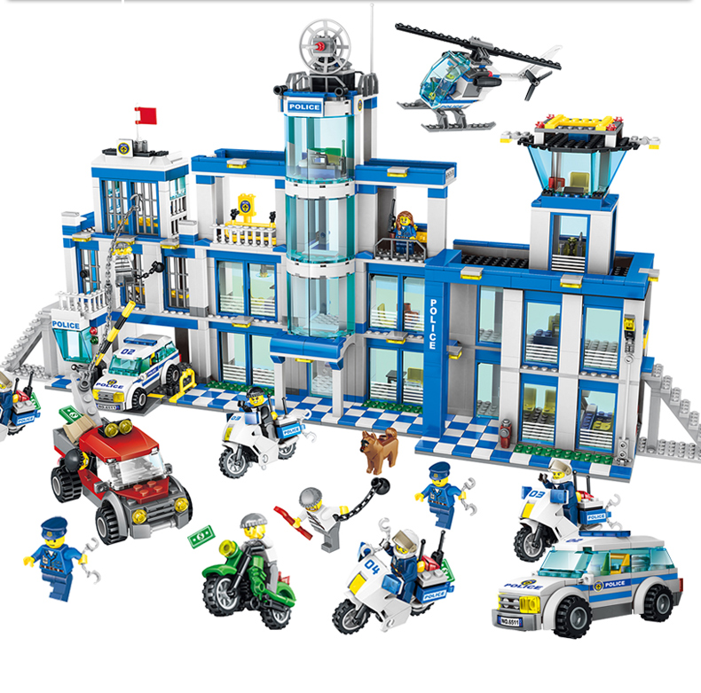 哲高警察局玩具城市系列特警积木小颗粒儿童拼装军事男孩