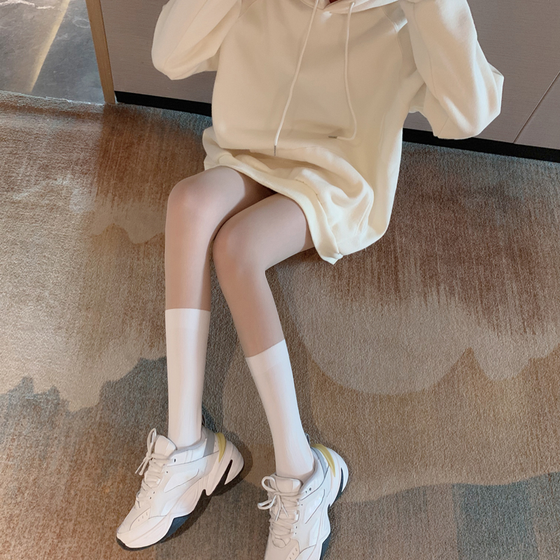 袜子女潮网红款新款薄款修身丝袜ins学生中筒袜小腿袜潮fishbasket