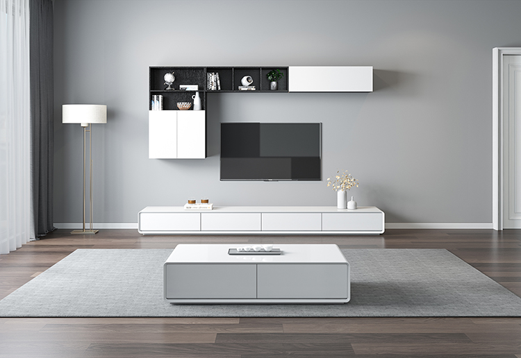 超级新品 三维工匠电视柜现代简约小户型黑白圆角茶几电视柜组合北欧