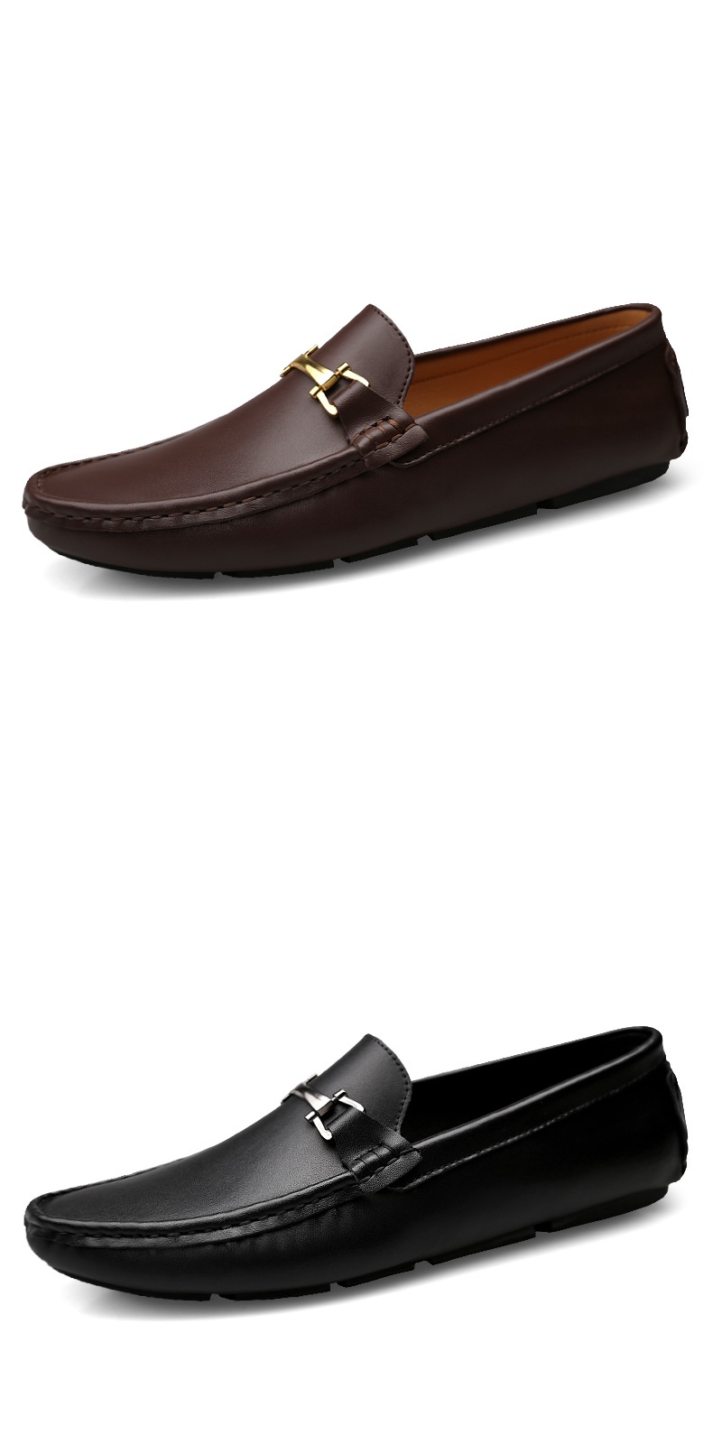 姿佳奥伦男鞋春秋休闲皮鞋真皮透气驾车鞋防滑豆豆鞋软底软面男士皮鞋