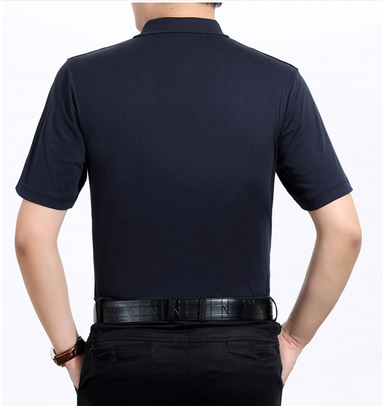 老人头2020夏季短袖t恤男中年全棉翻领半袖上衣薄款中老年男装纯棉大