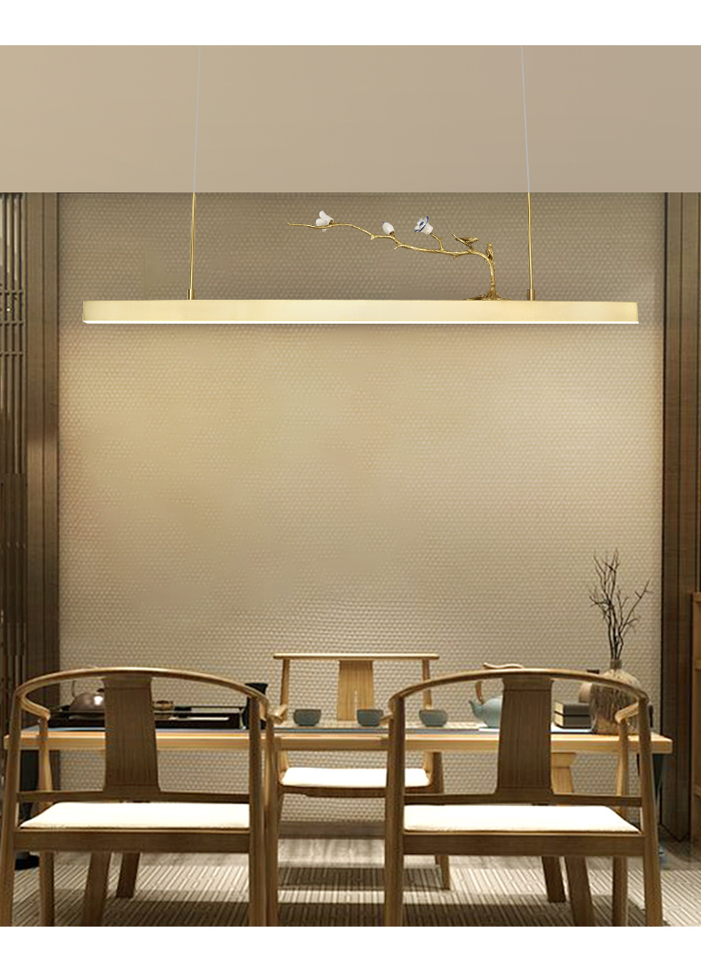 觅物新中式茶台灯餐厅创意个性饭厅吊灯全铜艺术风格大气质感贵重方形