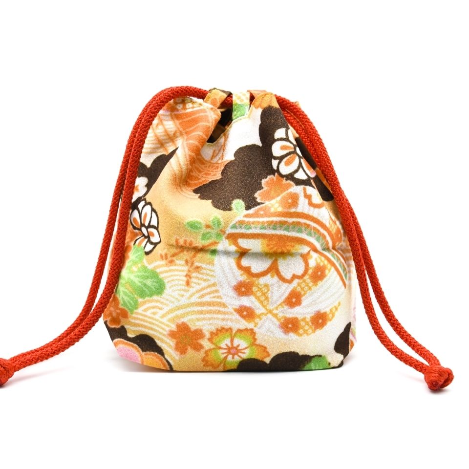 和服手袋日本和风小包手拎包布艺樱花包零钱杂物包酒红小樱花均码