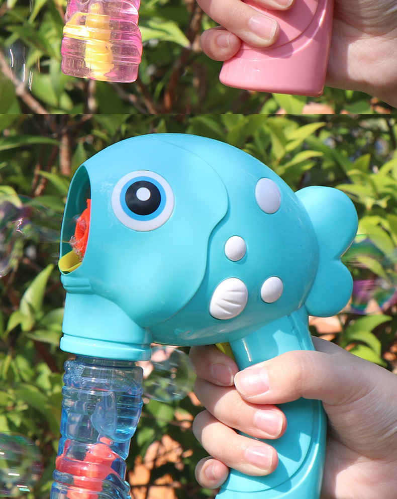 抖音网红同款儿童卡通萌鱼泡泡枪 手动惯性吹泡泡机