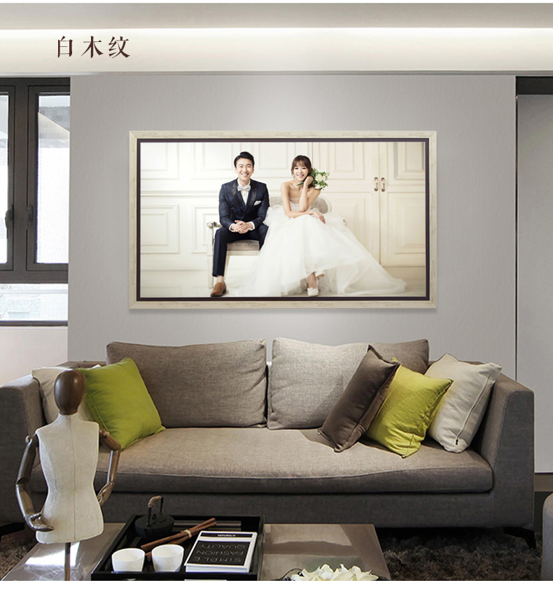 韩式婚纱照放大相框欧式油画框48寸全家福挂墙创意照片定制作sn1117