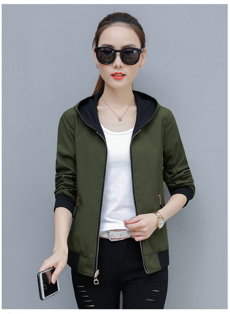 跨马kyma秋季新款短外套女士连帽夹克女装时尚修身双面穿夹克衫外套