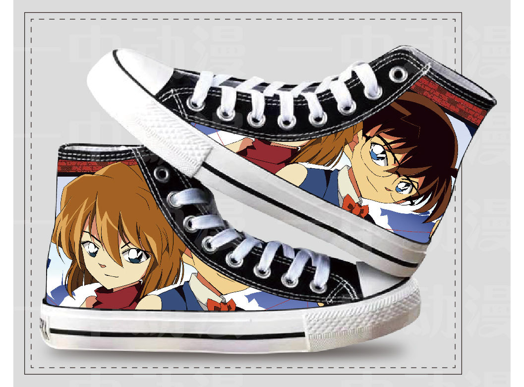 名侦探柯南动漫高帮儿童帆布鞋怪盗基德灰原哀潮流男女学生休闲鞋素版
