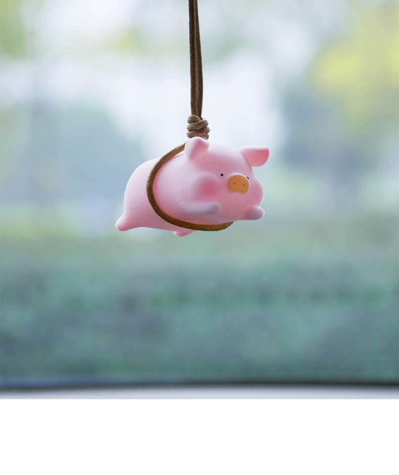 符汽车挂饰车用女神款网红车载创意高档可爱猪3吊猪3个牌子3种颜色