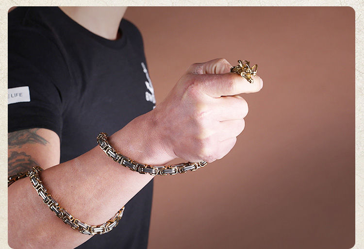 防身武器龙骨手链钛钢龙脊不锈钢甩鞭子方链项链男士自卫合法用品8b款