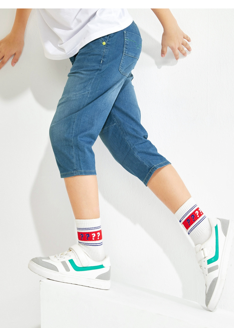 巴拉巴拉男大童裤子牛仔裤弹力夏装新款儿童七分裤童装中大童