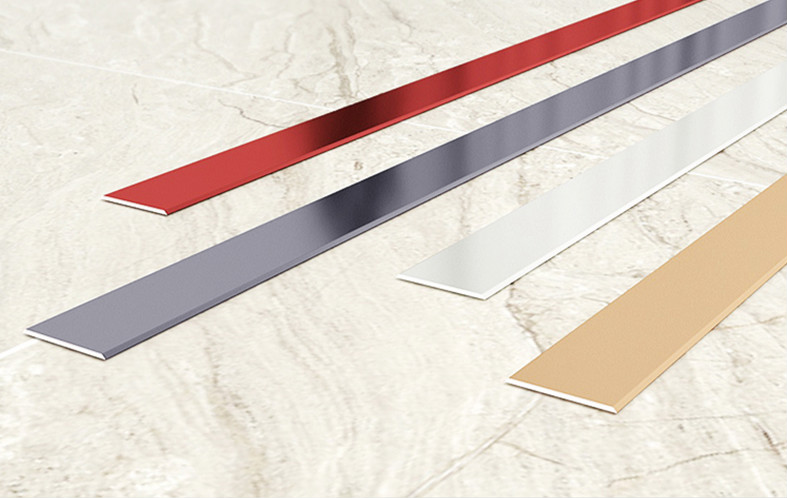 超级新品 定做 墙布平面压边条钛铝合金自粘装饰条一字平板压条过门条